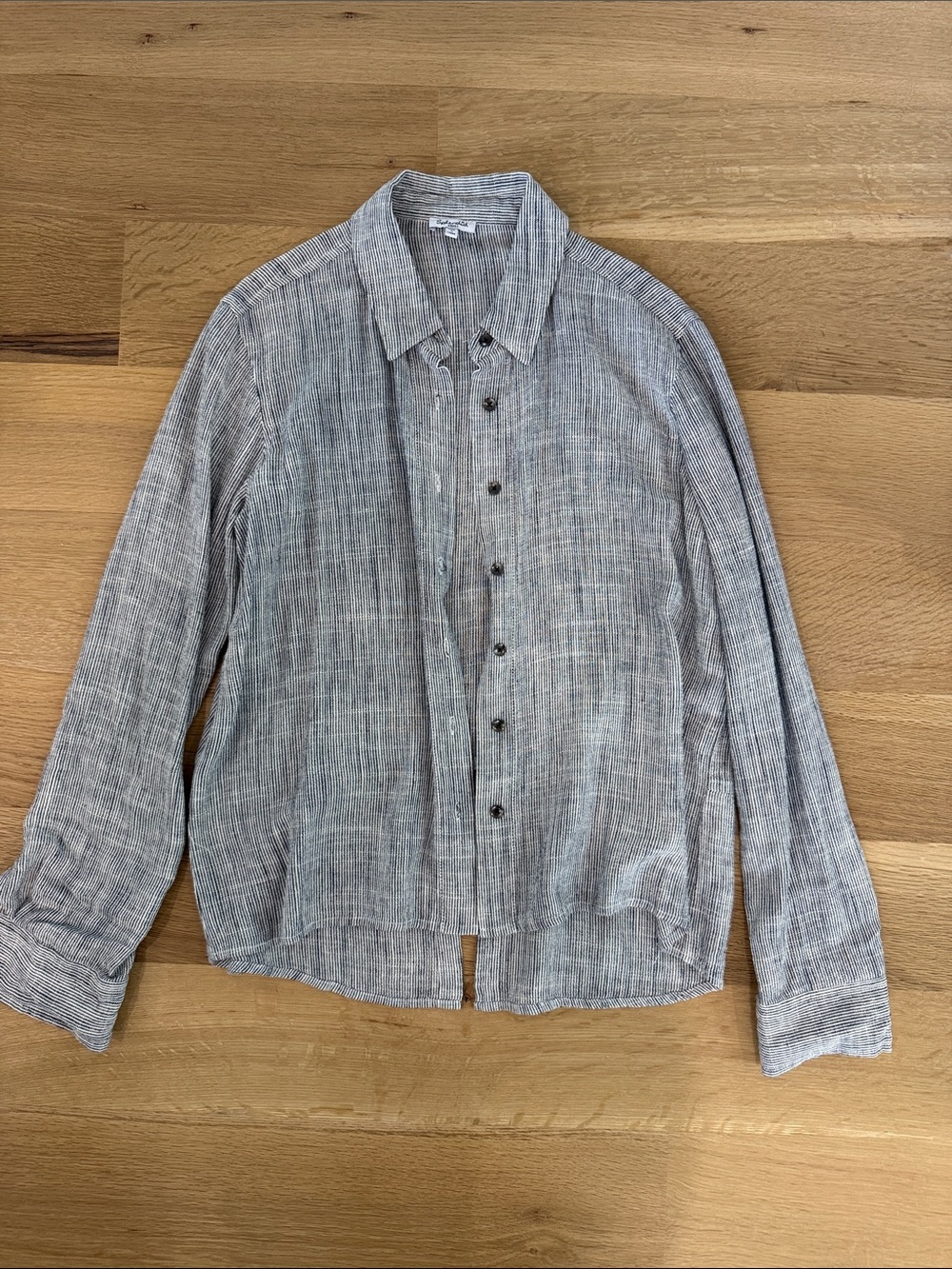 Splendid women’s Light Black/White/Gray Striped Super soft Button-Down Shirt